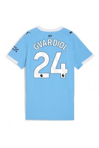 Manchester City Josko Gvardiol #24 Voetbaltruitje Thuis tenue Dames 2025-26 Korte Mouw